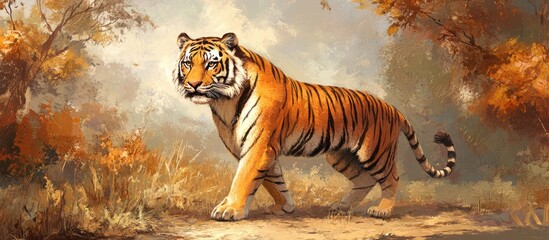 Obraz premium Painting of a Tiger in a natural setting