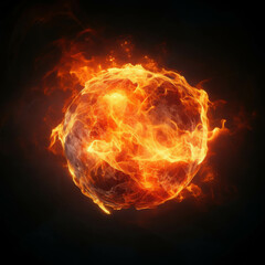 Fiery Cosmic Sphere: A blazing ball of fire, pulsating with energy, explodes against a backdrop of distant stars, symbolizing the raw power and untamed energy of the universe.