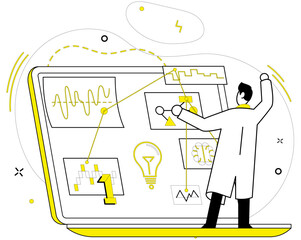 Innovative ideas vector illustration. Discovery transforms into opportunities in crucible innovative thinking Progress flourishes where intelligence and innovative ideas intersect Innovative ideas