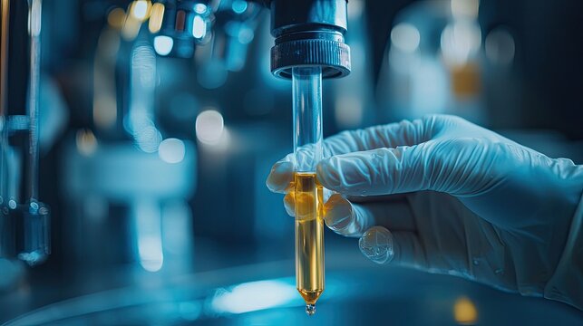 checking tap water water in a test tube. Selective focus