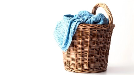 Obraz premium Cozy Wicker Basket with Soft Blanket,Comfortable Autumn Decor