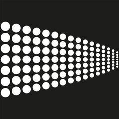 Dot array pattern. Perspective circle grid. Abstract geometric vector. Black and white design.