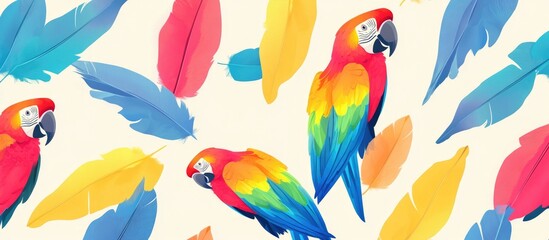 Obraz premium Colorful Macaw Parrot Feathers Seamless Pattern Background
