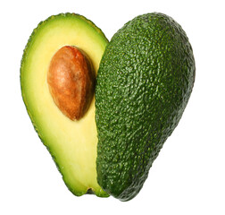 Fresh avocado in the shape of a heart Isolated on Transparent Background, png, ideal for healthy...