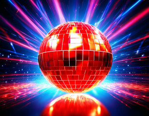 disco ball over the dance floor, light music