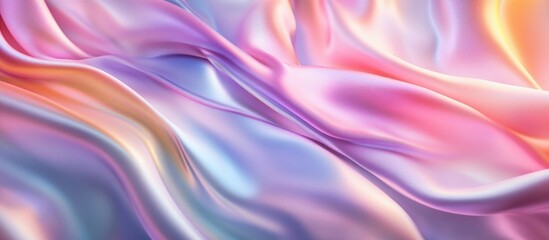 Obraz premium High Resolution 4K Rendering Of Iridescent Silk Fabric In Motion Elegant Background Wallpaper Design With Colorful Drapery And Silky Smooth Texture