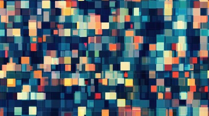 Fototapeta premium Seamless pixel pattern mosaic abstract background featuring squares suitable for wallpaper fabric textile or clothing design