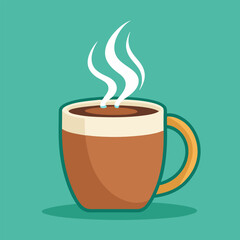 coffee mug with steam in flat design style. Vector illustration