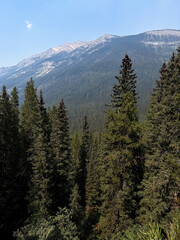 Beautiful view of the mountains and forests of the Rocky Mountains in BC, Canada.