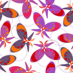 Butterflies vector cartoon seamless pattern on a white background. Butterfly pattern. Vector seamless background.  Color flying butterflies seamless pattern. 