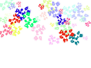 Circles, squares and triangles in white. Suitable for fabric, packaging, wallpaper. Pastel Triangle Confetti Seamless Pattern. Bright, colorful memphis style pattern from simple geometric.