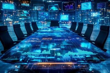 Obraz premium The Digital Meeting Room, Remote Work and Collaboration Tools