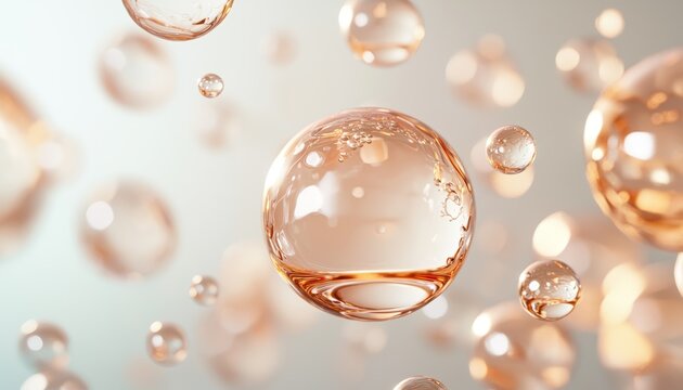A close-up of glowing skin cells with hydration bubbles, representing deep moisturizing and rejuvenating skincare benefits.