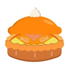 Pie and whole pie, suitable for various purposes such as printed products, merchandise, or digital promotional materials. This pie is depicted in attractive, bright colors, ideal for culinary, fall,