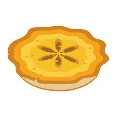 Pie and whole pie, suitable for various purposes such as printed products, merchandise, or digital promotional materials. This pie is depicted in attractive, bright colors, ideal for culinary, fall,