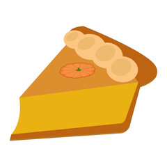 Pie and whole pie, suitable for various purposes such as printed products, merchandise, or digital promotional materials. This pie is depicted in attractive, bright colors, ideal for culinary, fall,