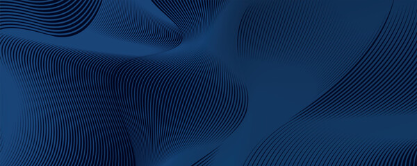 3D modern wave curve abstract presentation background. Luxury paper cut background. Abstract decoration, golden pattern, halftone gradient, 3d vector illustration. Unique dark blue background