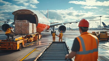 Cargo Plane Being Loaded with Packages at an Airport
