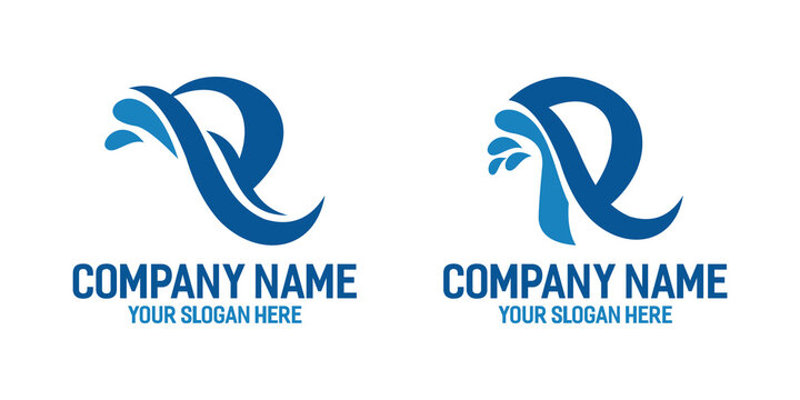 LOGO LETER R AND water waves vector illustration