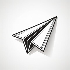 Fototapeta premium Minimalist Paper Airplane Icon with Long Shadow in Black and White Circular Design. Symbol of Communication, Simplicity, and Modernity, Ideal for Messaging, Business, or Creativity Concepts Vector PNG