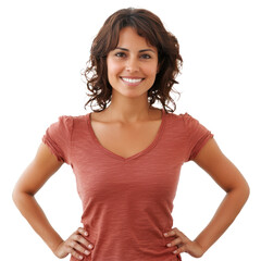 Fototapeta premium A woman with a contented smile, hands resting on her hips. isolated on transparency background