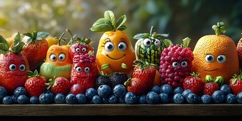 An imaginative city filled with animated fruits and vegetables that enhance the city’s charm