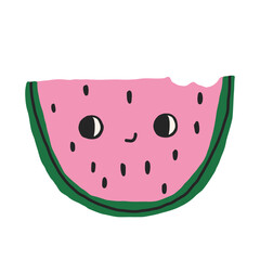 A sweet happy watermelon. Vector illustration on a white background