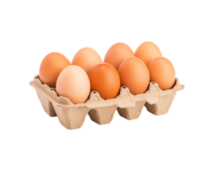 Brown eggs in a cardboard container are ideal for food packaging, farm fresh produce advertising, egg carton design, and cooking recipes content. Generative AI