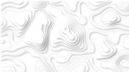 Abstract 3D background creative pattern in illustration with white color design in papercut.Topographic canyon geometric map relief texture with curved layers and shadow. Abstract realistic papercut