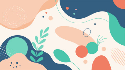 Minimal backgrounds with organic abstract shapes and sample text in pastel colors