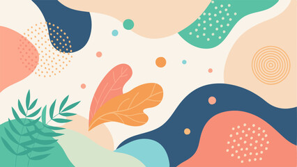 Minimal backgrounds with organic abstract shapes and sample text in pastel colors