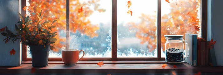 Anime Manga Closeup &ndash; Tea and Frosted Window Melancholy Scene