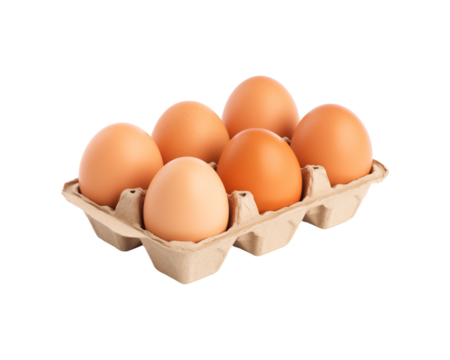 Brown eggs in a cardboard container are ideal for food packaging, farm fresh produce advertising, egg carton design, and cooking recipes content. Generative AI