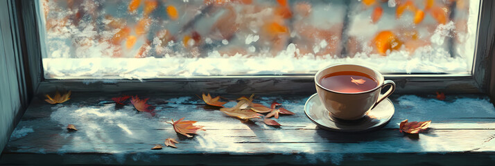 Anime Manga Closeup – Tea and Frosted Window Melancholy Scene