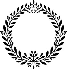 Circular Wreath with Branches and Leaves for Seasonal Decor, Natural-Themed Crafts, Eco-Friendly Wedding Invitations, Nature-Inspired Holiday Cards, Minimalist Wall Art, Botanical Graphic Design Eleme