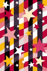 Obraz premium Soft Pastel Stripes and Stars Forming an Abstract Background