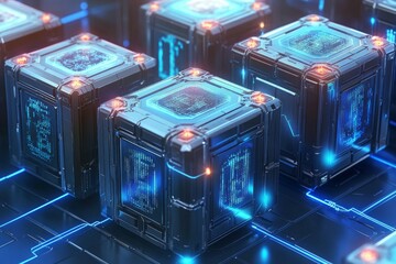 Obraz premium The Chain of Trust, Blockchain and Cryptocurrency