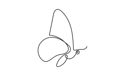 Butterfly moth. Continuous line drawing of a beautiful flying butterfly. logo, business, decorative, spa, and social media concepts.Doodle vector illustration isolated on a white background.
