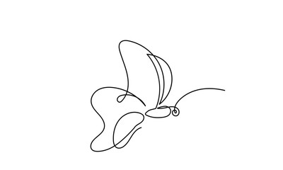 Obraz premium Butterfly moth. Continuous line drawing of a beautiful flying butterfly. logo, business, decorative, spa, and social media concepts.Doodle vector illustration isolated on a white background. 