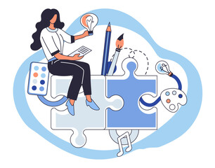 Artistic imagination vector illustration. The canvas, playground for artistic imagination, transforms ideas into visual poetry through creative strokes Art and craft, interwoven with artistic