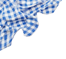 blue plaid fabric isolated on white or transparent background 