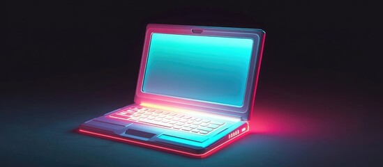 Illuminated portable computer Mixed media concept