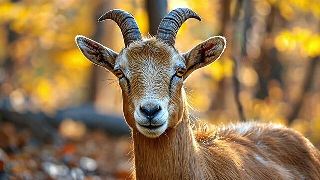 a goat in the forest footage