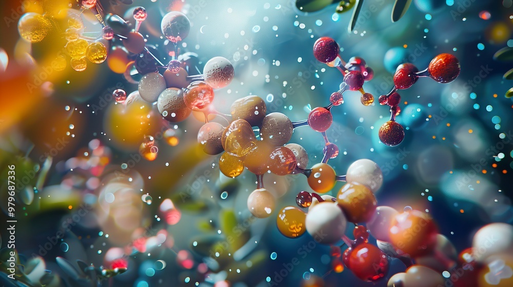Poster abstract molecular structure: a colorful exploration of science