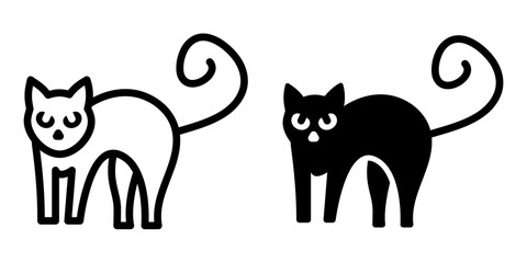 black cat icon. kitten logotype. pet symbol. scary halloween cat sign.