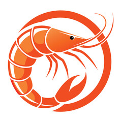 shrimp logo icon on white background