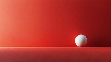 A white ball is sitting on a red background