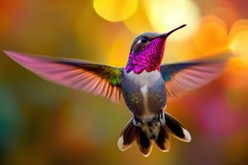 Fototapeta premium Humming Bird Closeup. Colorful and Cute Flying Animal in Los Angeles, California