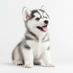 Fototapeta premium Husky Puppy. Cute Little Dog Isolated in White Studio Background