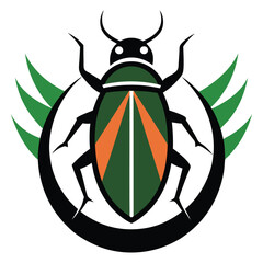 green shield bug on white